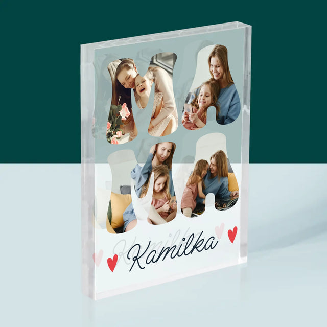 Słowo Ze Zdjęć: Mama Imię - Blok Akrylowy z Nadrukiem