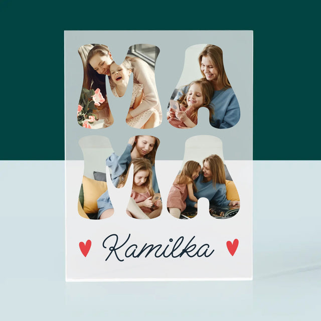 Słowo Ze Zdjęć: Mama Imię - Blok Akrylowy z Nadrukiem