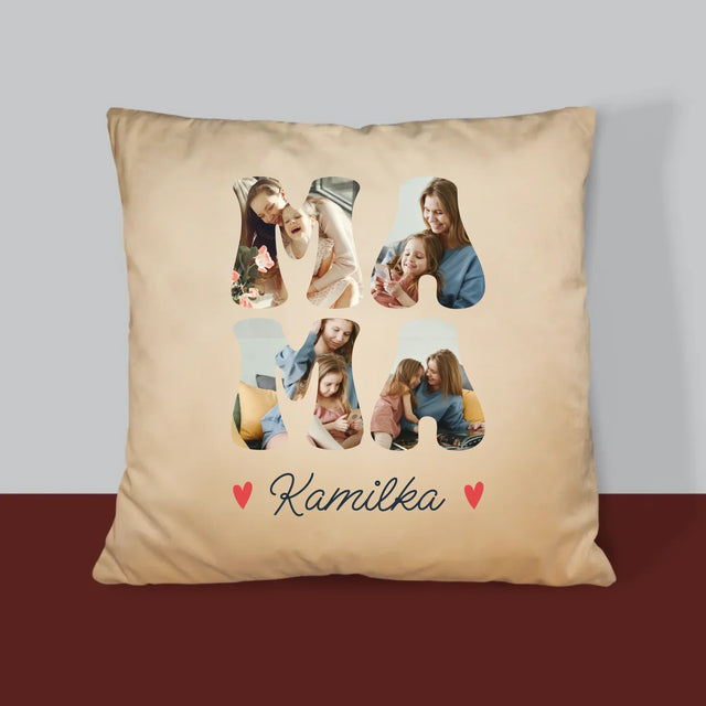 Słowo Ze Zdjęć: Mama Imię - Poduszka z Nadrukiem