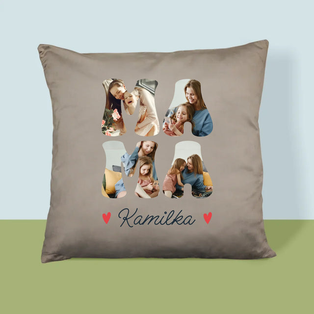 Słowo Ze Zdjęć: Mama Imię - Poduszka z Nadrukiem