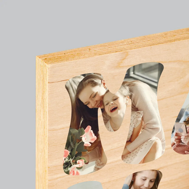 Słowo Ze Zdjęć: Mama Imię - Wydruk Na Drewnie