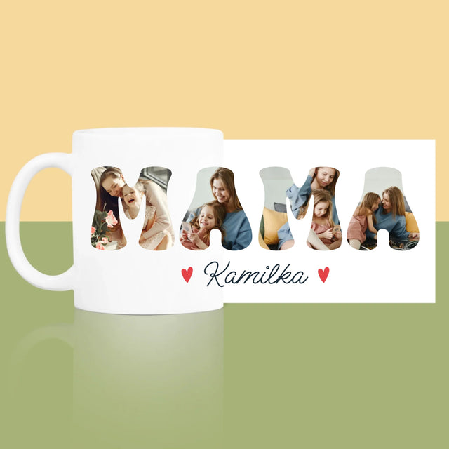 Słowo Ze Zdjęć: Mama Imię - Kubek z Nadrukiem