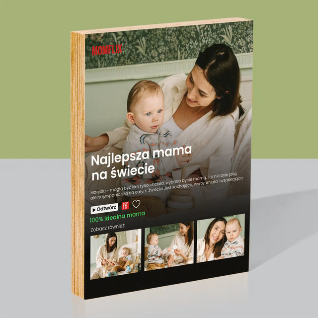 Fotokolaż: Personalizowany Plakat Netflix Dla Mamy - Wydruk Na Drewnie