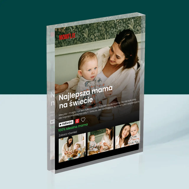 Fotokolaż: Personalizowany Plakat Netflix Dla Mamy - Blok Akrylowy z Nadrukiem