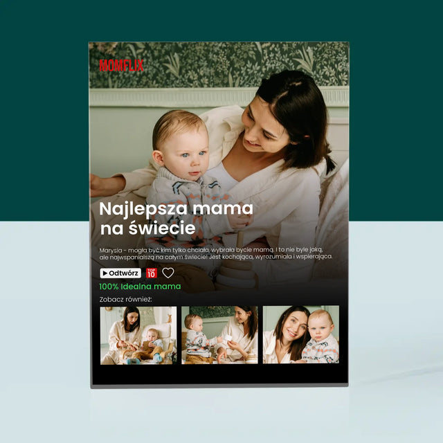Fotokolaż: Personalizowany Plakat Netflix Dla Mamy - Blok Akrylowy z Nadrukiem