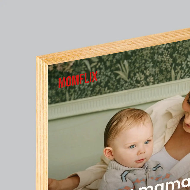 Fotokolaż: Personalizowany Plakat Netflix Dla Mamy - Wydruk Na Drewnie