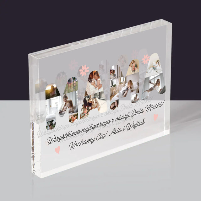 Słowo Ze Zdjęć: Życzenia Dla Mamy - Blok Akrylowy z Nadrukiem