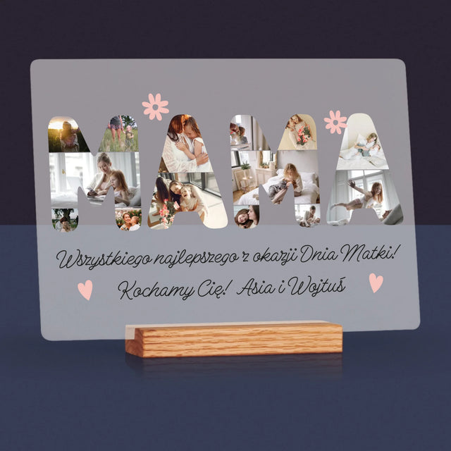 Słowo Ze Zdjęć: Życzenia Dla Mamy - Wydruk Na Szkle Akrylowym