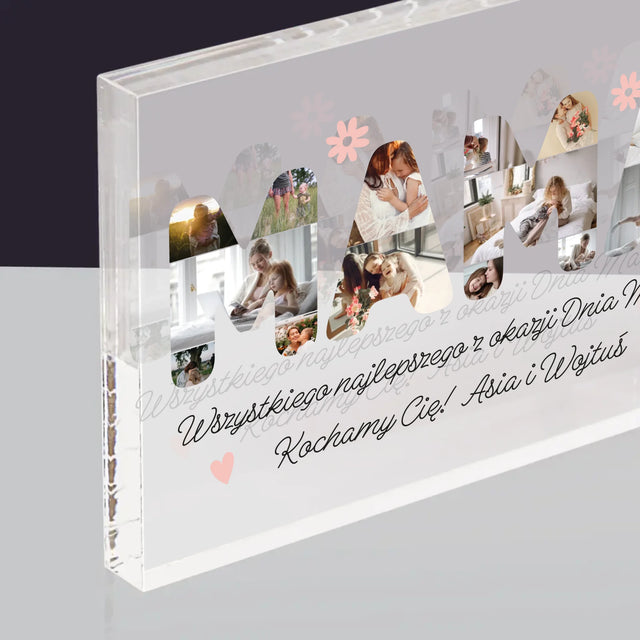 Słowo Ze Zdjęć: Życzenia Dla Mamy - Blok Akrylowy z Nadrukiem