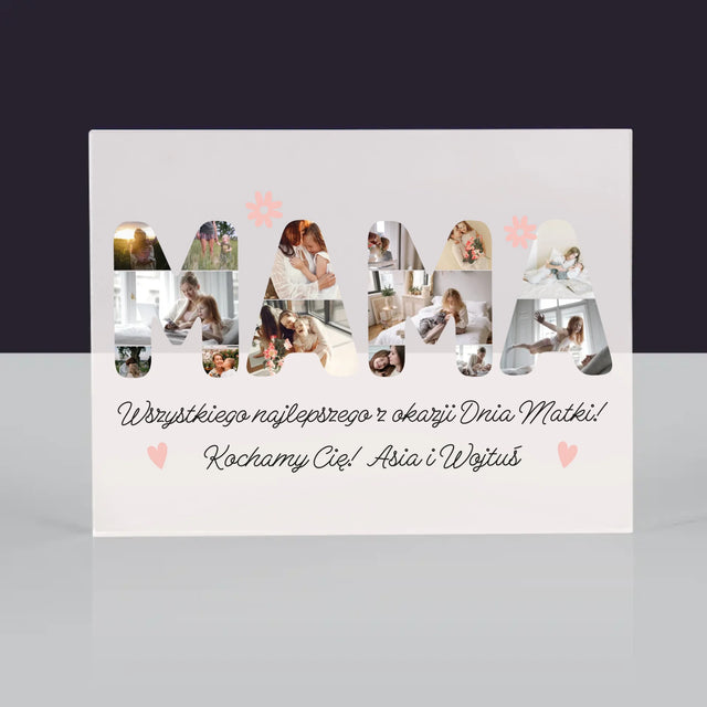 Słowo Ze Zdjęć: Życzenia Dla Mamy - Blok Akrylowy z Nadrukiem