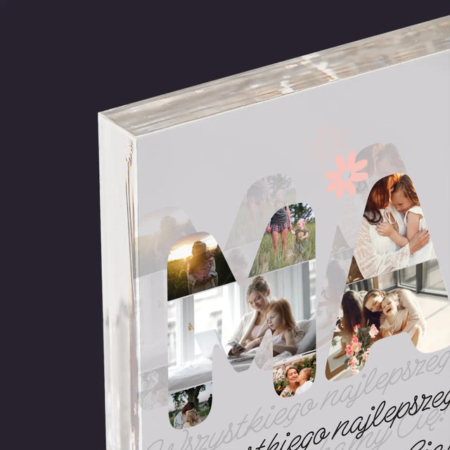 Słowo Ze Zdjęć: Życzenia Dla Mamy - Blok Akrylowy z Nadrukiem