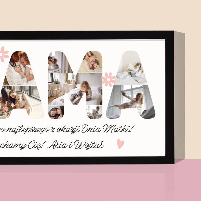 Słowo Ze Zdjęć: Życzenia Dla Mamy - Wydruk Obramowany 20X40