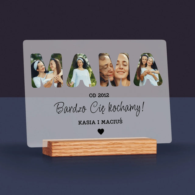Słowo Ze Zdjęć: Mamo Bardzo Cię Kochamy - Wydruk Na Szkle Akrylowym