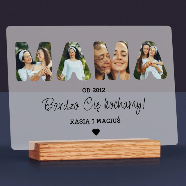 Słowo Ze Zdjęć: Mamo Bardzo Cię Kochamy - Wydruk Na Szkle Akrylowym