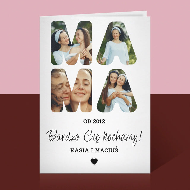 Słowo Ze Zdjęć: Mamo Bardzo Cię Kochamy - Kartka z Życzeniami