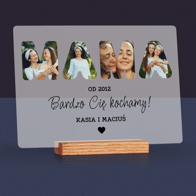 Słowo Ze Zdjęć: Mamo Bardzo Cię Kochamy - Wydruk Na Szkle Akrylowym