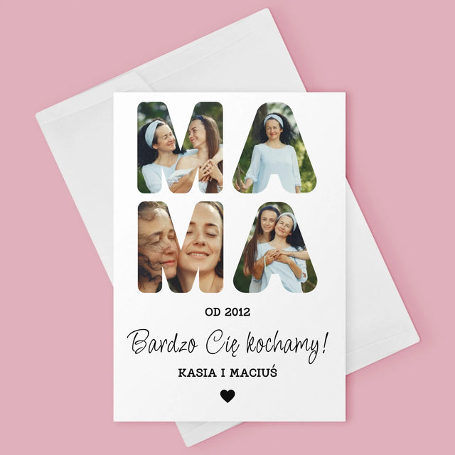 Słowo Ze Zdjęć: Mamo Bardzo Cię Kochamy - Kartka z Życzeniami