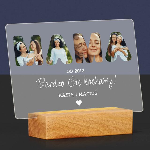 Słowo Ze Zdjęć: Mamo Bardzo Cię Kochamy - Wydruk Na Szkle Akrylowym