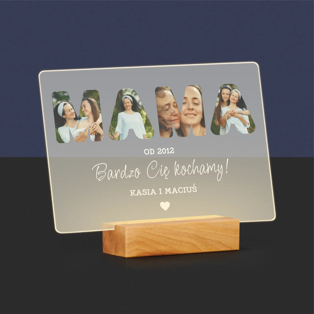 Słowo Ze Zdjęć: Mamo Bardzo Cię Kochamy - Wydruk Na Szkle Akrylowym