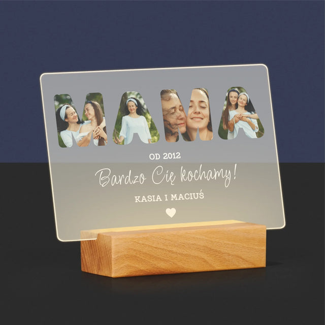 Słowo Ze Zdjęć: Mamo Bardzo Cię Kochamy - Wydruk Na Szkle Akrylowym