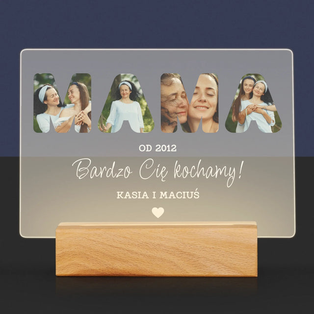 Słowo Ze Zdjęć: Mamo Bardzo Cię Kochamy - Wydruk Na Szkle Akrylowym