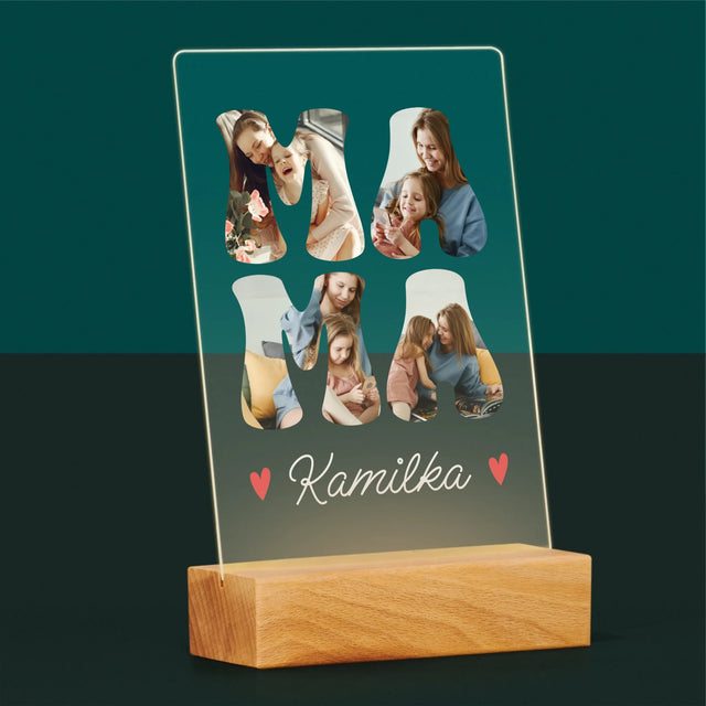 Słowo Ze Zdjęć: Mama Imię - Wydruk Na Szkle Akrylowym