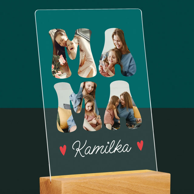 Słowo Ze Zdjęć: Mama Imię - Wydruk Na Szkle Akrylowym