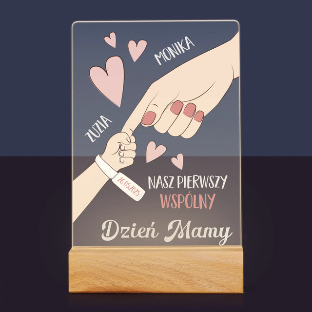 Imię i Podpis: Pierwszy Wspólny Dzień Mamy - Wydruk Na Szkle Akrylowym