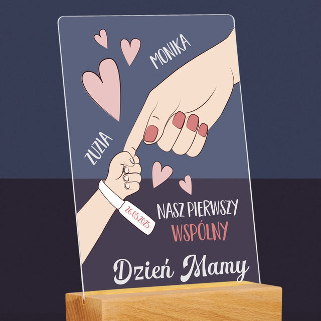 Imię i Podpis: Pierwszy Wspólny Dzień Mamy - Wydruk Na Szkle Akrylowym