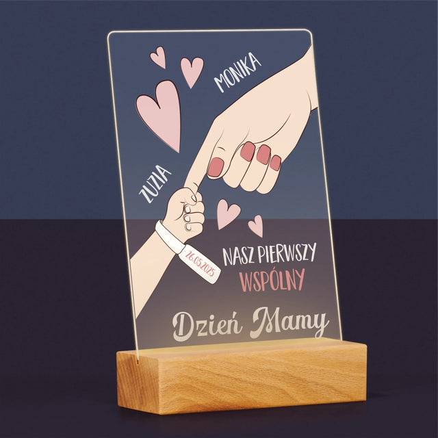 Imię i Podpis: Pierwszy Wspólny Dzień Mamy - Wydruk Na Szkle Akrylowym
