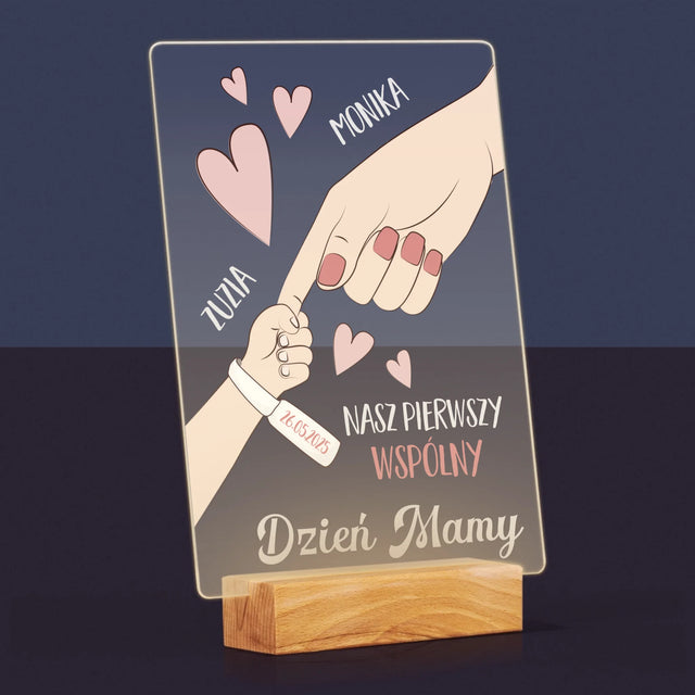 Imię i Podpis: Pierwszy Wspólny Dzień Mamy - Wydruk Na Szkle Akrylowym