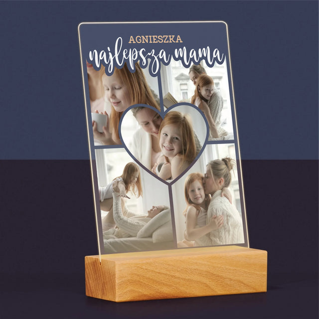 Fotokolaż: Najlepsza Mama Serce - Wydruk Na Szkle Akrylowym