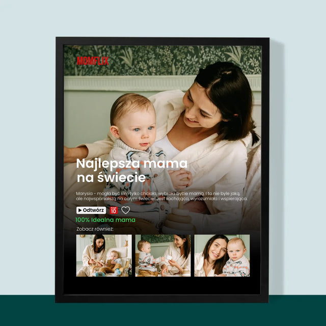 Fotokolaż: Personalizowany Plakat Netflix Dla Mamy - Wydruk Obramowany