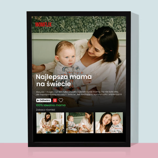 Fotokolaż: Personalizowany Plakat Netflix Dla Mamy - Wydruk Obramowany