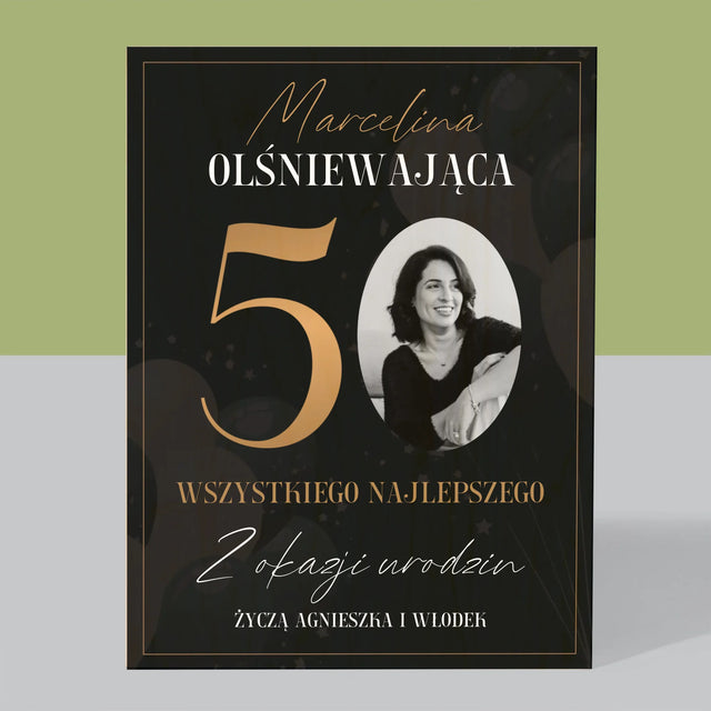Zdjęcie I Podpis: Olśniewająca 50 - Wydruk Na Drewnie