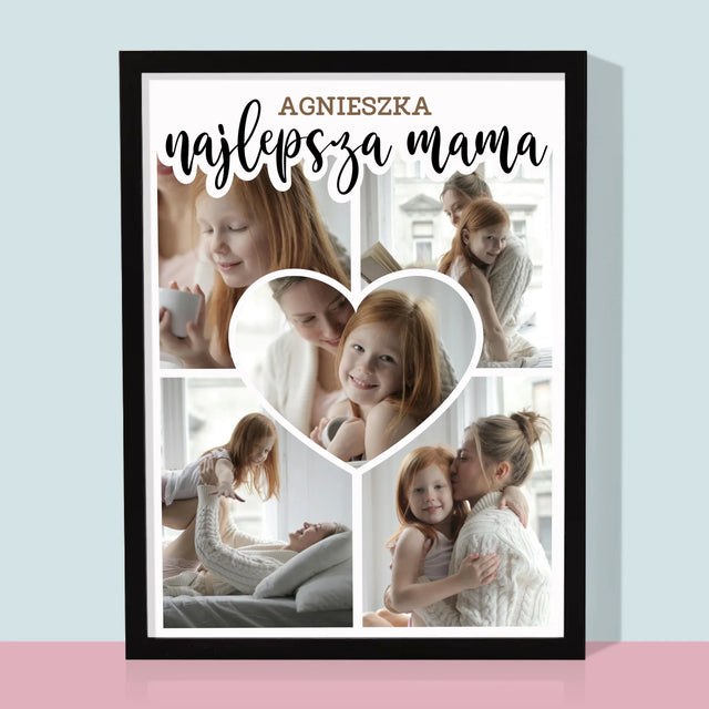 Fotokolaż: Najlepsza Mama Serce - Wydruk Obramowany