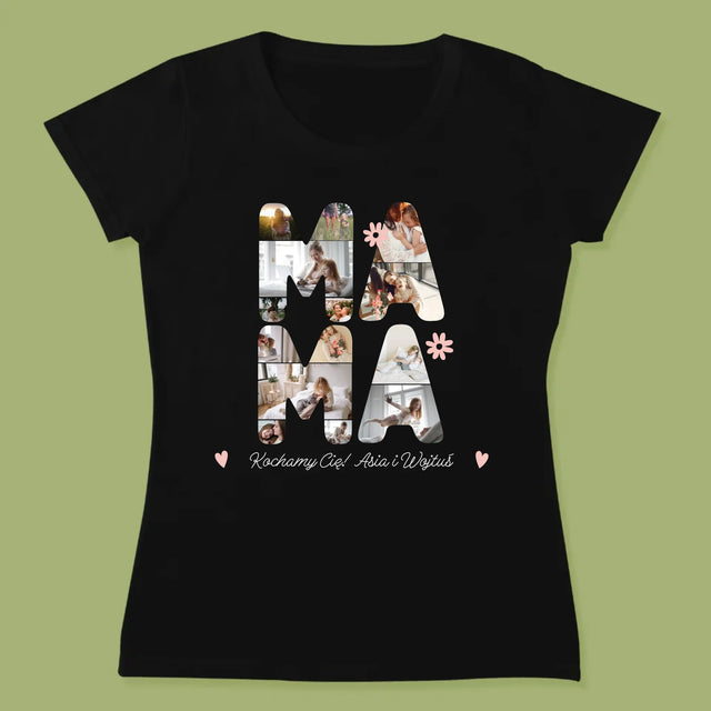 Słowo Ze Zdjęć: Życzenia Dla Mamy - Koszulka Damska z Nadrukiem