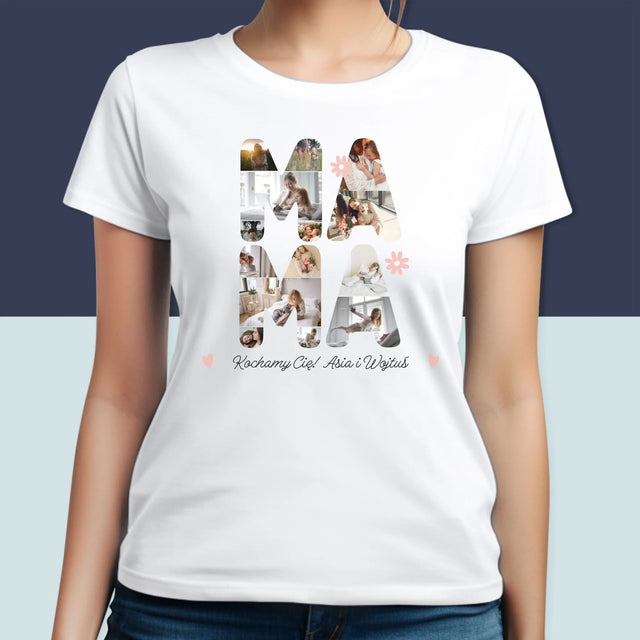 Słowo Ze Zdjęć: Życzenia Dla Mamy - Koszulka Damska z Nadrukiem