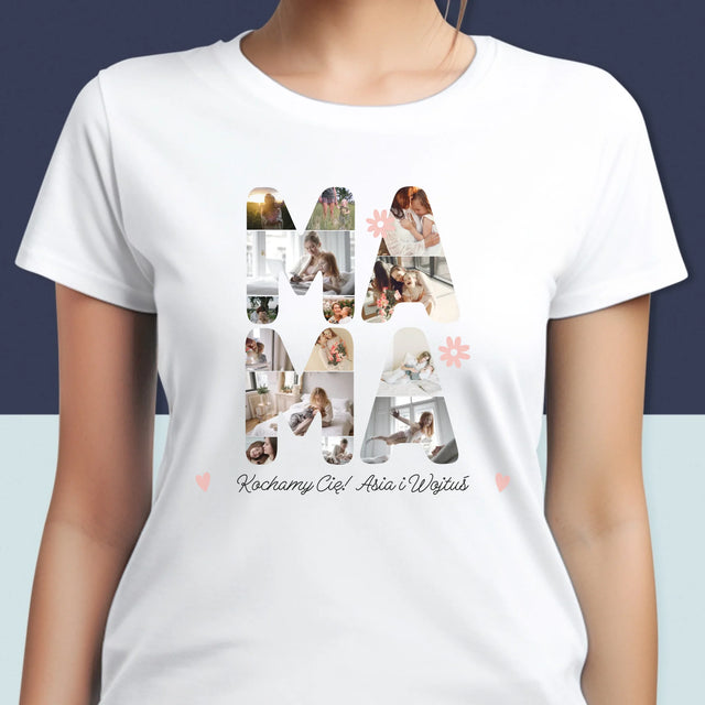 Słowo Ze Zdjęć: Życzenia Dla Mamy - Koszulka Damska z Nadrukiem