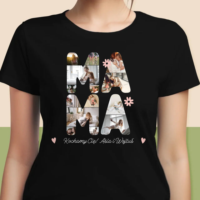 Słowo Ze Zdjęć: Życzenia Dla Mamy - Koszulka Damska z Nadrukiem