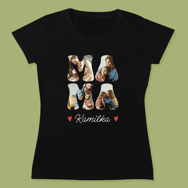 Słowo Ze Zdjęć: Mama Imię - Koszulka Damska z Nadrukiem