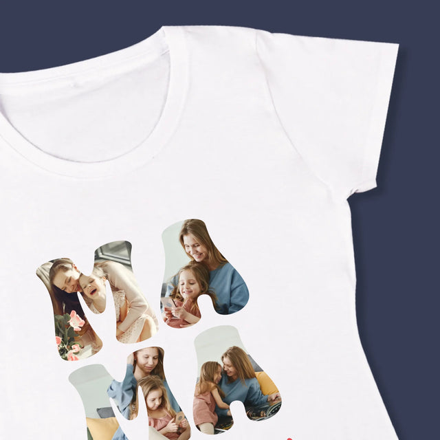 Słowo Ze Zdjęć: Mama Imię - Koszulka Damska z Nadrukiem