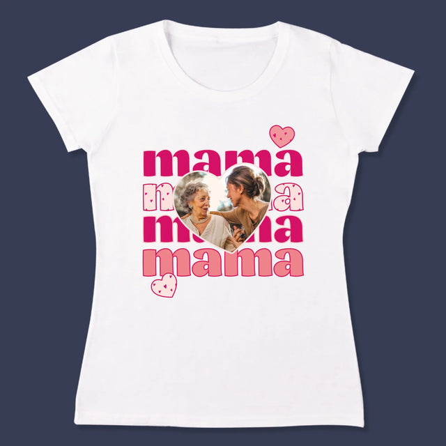 Zdjęcie i Podpis: Słowa Mama - Koszulka Damska z Nadrukiem