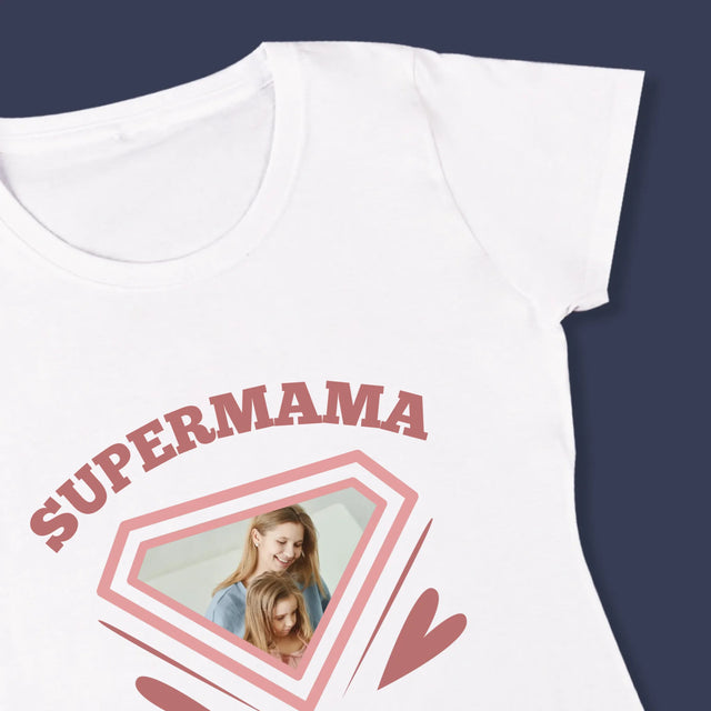 Zdjęcie i Podpis: Supermama - Koszulka Damska z Nadrukiem