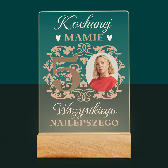 Zdjęcie I Podpis: Kochanej Mamie Z Okazji 50 Urodzin - Wydruk Na Szkle Akrylowym