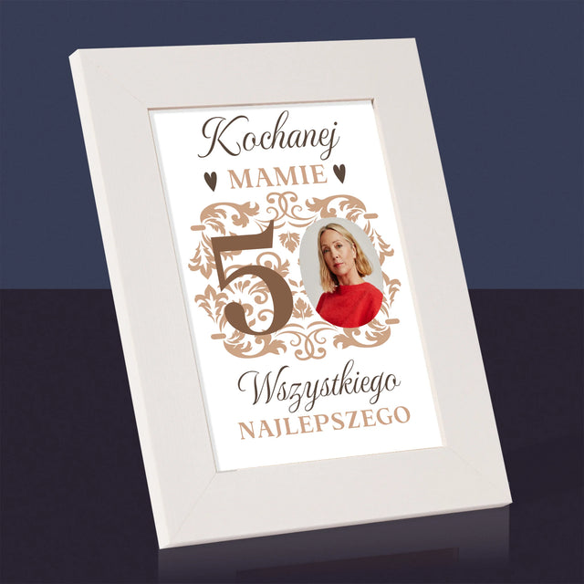 Zdjęcie I Podpis: Kochanej Mamie Z Okazji 50 Urodzin - Ramka Na Zdjęcie