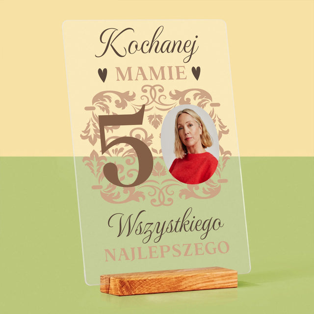 Zdjęcie I Podpis: Kochanej Mamie Z Okazji 50 Urodzin - Wydruk Na Szkle Akrylowym