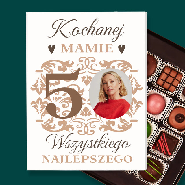 Zdjęcie I Podpis: Kochanej Mamie Z Okazji 50 Urodzin - Personalizowane Praliny