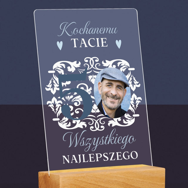 Zdjęcie I Podpis: Kochanemu Tacie Z Okazji 50 Urodzin - Wydruk Na Szkle Akrylowym