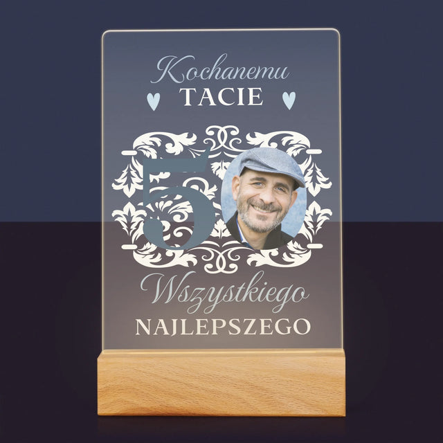 Zdjęcie I Podpis: Kochanemu Tacie Z Okazji 50 Urodzin - Wydruk Na Szkle Akrylowym